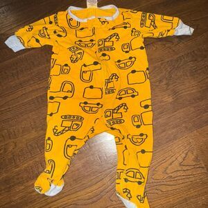 Gerber Newborn Construction Vehicle Footie Sleeper | Yellow Zip Pajamas